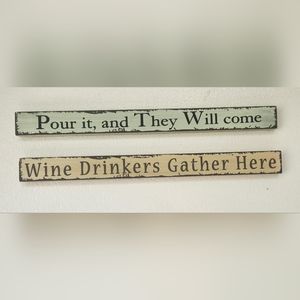 Set of 2 Wooden Decorative Block Sign 18" x 2"